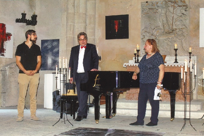 Hardegg 24. Juni 2017 Francesca Pilati, Robert Pobitschka und Oktavian Pilati v.l. bei der Begrüßung